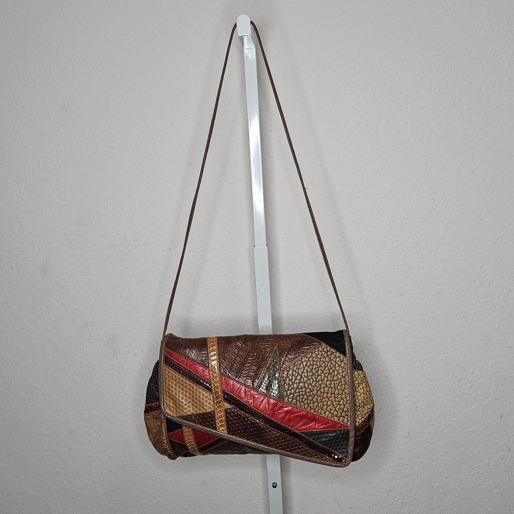 Vintage 7 Handbags by Dimitri Leather Patchwork Shoulder Bag Boho Purse 90s